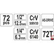 Trusa tubulare si biti 1/2" 1/4" 72 buc YATO YT-38782