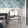Faianta rectificata Sante Turquoise, model marmura, 30x90 cm, Turcoaz, finisaj lucios