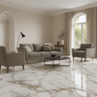 Gresie rectificata Majestic White 60x120 cm, alb, model marmura, finisaj mat