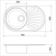 Chiuveta Sanobi 2020.BSM-OV.780X480mm, adancime 165mm, cuva pe stanga, forma ovala, montare pe blat