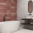 Faianta rectificata Juno Ruby 30x90 cm, model piatra, rosu, finisaj lucios