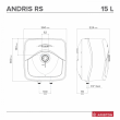 Boiler electric Ariston ANDRIS RS 15 U EU, 15 l, 1200 W, montaj sub chiuveta, control mecanic