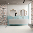 Faianta rectificata Terra White QK17, model ciment, 30x90x0.9 cm, alb, finisaj mat