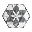 Gresie portelanata tip marmura, hexagonala, Geohex Grey Decor Matt 20x23 cm, Gri