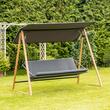 Balansoar de grădină Herning din otel, poliester filat si stofa, pentru 3 persoane cu copertina, 224 x 135 x 173 cm, culoare gri