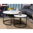 SET mese de cafea Dion efect marmura alba, cadru  negru 80x48 / 48x42