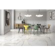 Gresie rectificata lucioasa Dana Gold tip marmura, 60x120 cm, culoare alba cu maro