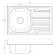 Chiuveta Sanobi 1101.MSL.800X500mm, adancime 160mm, cuva pe stanga, montare pe masca