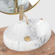 Lavoar pentru blat, ceramic Rea Linda culoare alb cu gri marmorat, finisaj lucios, 341 mm x 483 mm