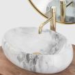 Lavoar pentru blat, ceramic Rea Linda culoare alb cu gri marmorat, finisaj lucios, 341 mm x 483 mm