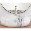 Lavoar pentru blat, ceramic Rea Linda culoare alb cu gri marmorat, finisaj lucios, 341 mm x 483 mm