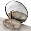 Lavoar pentru blat, ceramic Rea Roxy B Stone NATURE culoare gri model piatra marmorat, finisaj mat, 490 mm x 310 mm