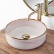 Lavoar pentru blat, ceramic Rea Sofia mini alb culoare roz cu auriu, finisaj lucios, 355 mm x 355 mm