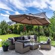 Umbrela de gradina cu brat extensibil,300cm x 250cm, culoare maro
