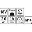 Polizor unghiular cu acumulator 18V, Li-Ion, 125 mm Yato YT-82826