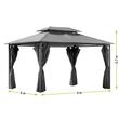 Pavilion de gradina cu acoperis din poliester, perdele si plasa antiinsecte, 3x4 metri, culoare gri grafit