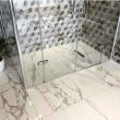 Cadita de dus tip marmura AquaNit Multi, 90x90 cm, Havana White Masif Linner + sifon din inox, Alb