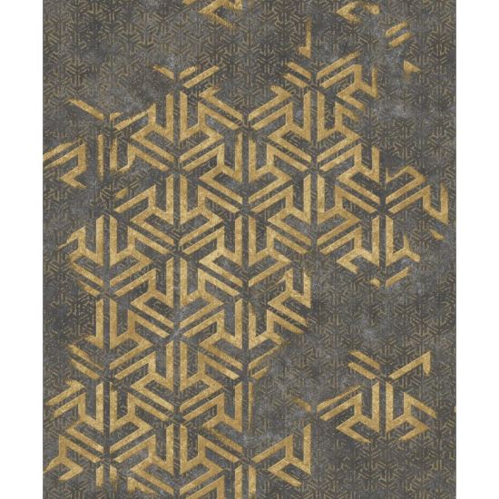 Tapet geometric Esthetic Hall P S21550-5, 10 m x 0.53 m, auriu