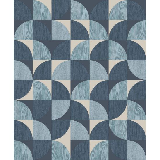 Tapet geometric Touch of Fashion P-Atof S8511-6, 10 m x 0.53 m, albastru