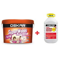 Vopsea superlavabilă antimucegai pentru interior Superweiss, satin alb 15 L + amorsa 4 L