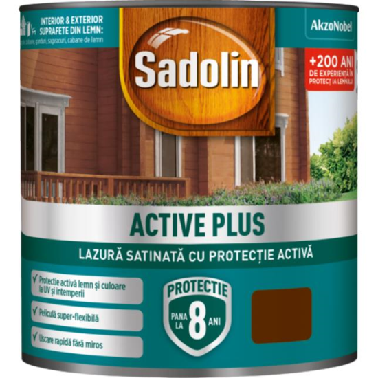 Lazura pe baza de apa Sadolin Activ plus, satinata, lucioasa, teak