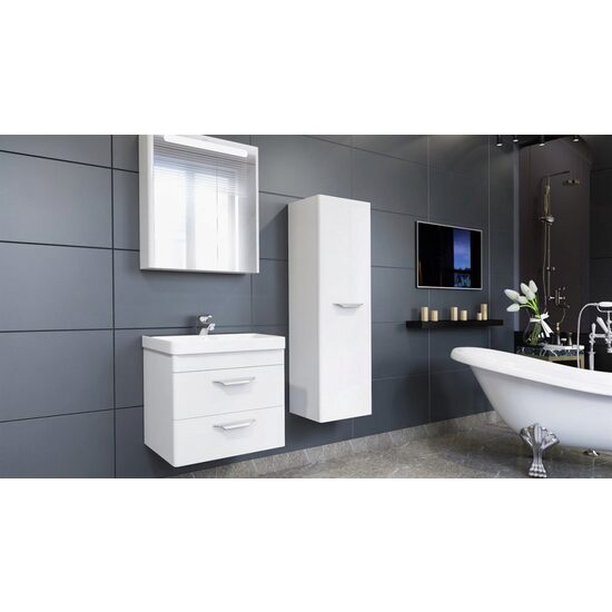 Set mobilier baie 60cm Maria White - Anthracite cu Lavoar si Oglinda