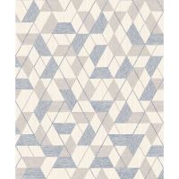 Tapet geometric Touch of Fashion P-Atof S8508-3, 10 m x 0.53 m, albastru