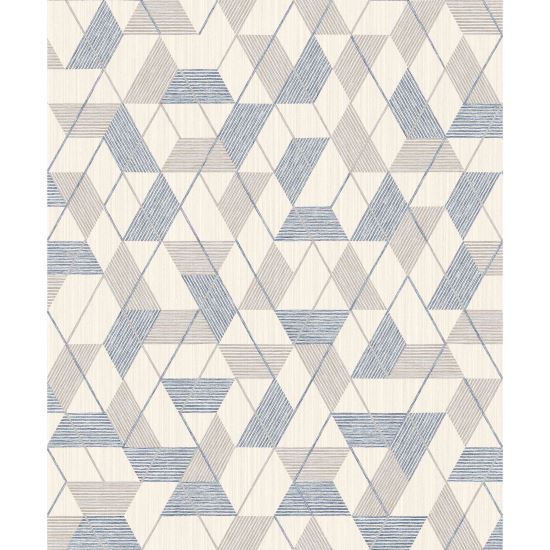 Tapet geometric Touch of Fashion P-Atof S8508-3, 10 m x 0.53 m, albastru