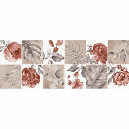 Piesa decorativa Faenza Patchwork Red 4809, tip decor, 25.5x75.5 cm, rosu