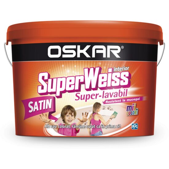 Vopsea superlavabilă antimucegai pentru interior Superweiss, satin alb 2,5 L