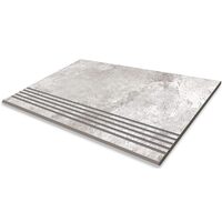 Treapta pentru scari gresie Crust, model ciment, 6806-0037, 60 x 30 cm, culoare gri, finisaj mat