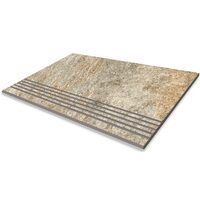Treapta pentru scari gresie Quartz, model piatra, 6806-0042, 60 x 30 cm, culoare bej/gri, finisaj mat