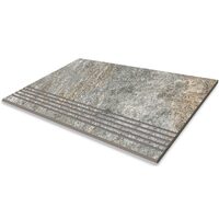 Treapta pentru scari gresie decorativa Quartz, model piatra, 6806-0043, 60 x 30 cm, culoare gri, finisaj mat