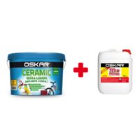 Vopsea ultralavabila interior, alb lucios 15 L Oskar Ceramic + Amorsa 4 L