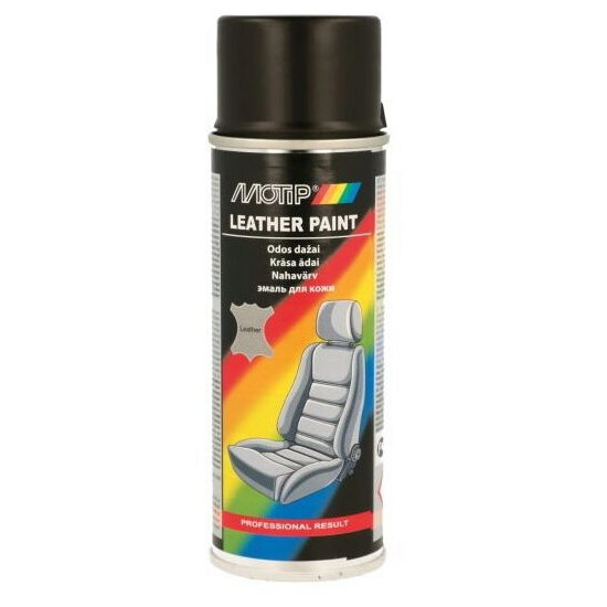 Vopsea spray pentru piele și vinil Motip Leather & Vinyl Paint 04230, negru, finisaj mat, 200 ml