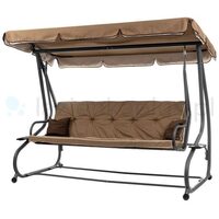 Balansoar de gradina cu functie culcat, 3 locuri, culoare maro cappuccino, 230x120x164 cm, 300 kg