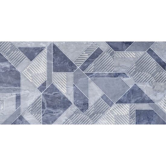 Piesa decorativa Delice Geometric Blue 4981, tip marmura, 30x60 cm, culoare albastru, finisaj lucios