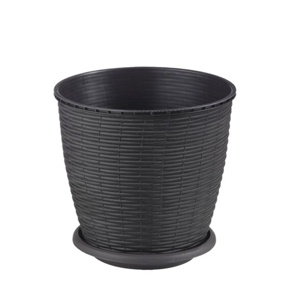 Ghiveci ratan wenge cu farfurie 6L
