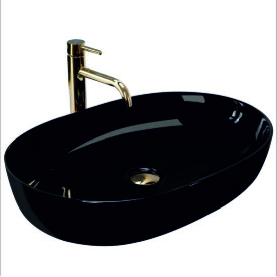 Lavoar pentru blat, ceramic Rea Cleo Black Aiax, 410x605x140 mm, finisaj mat, REA-U6625