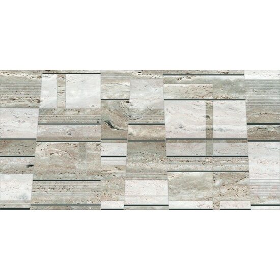 Piesa decorativa rectificata Trevi Geometric Grey 4963, tip marmura, 30x60 cm, culoare gri
