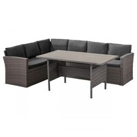 Set coltar cu masa Family din polirattan, pentru 5 persoane, gri