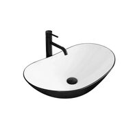Lavoar pentru blat, ceramic Rea Royal Black/White, 625 x 360 x 150 mm, finisaj lucios, REA-U6600