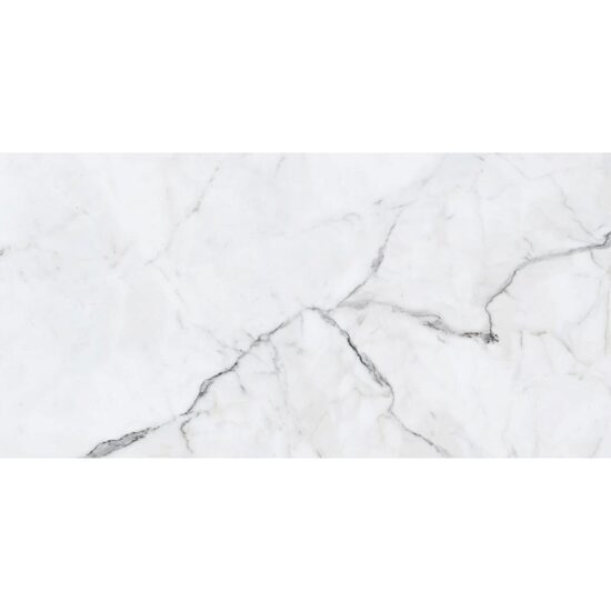 Gresie Santorini White model marmura, 60x120cm, culoare alba, finisaj lucios