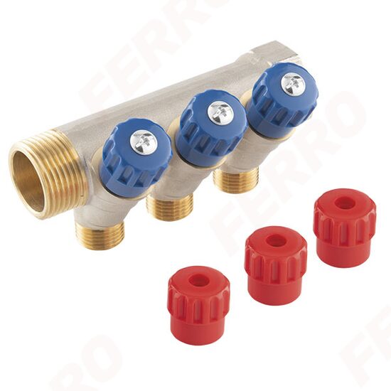 Distribuitor sanitar modular 1"x1/2", 3 circuite RDW250300
