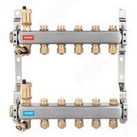Distribuitor/colector 1" din inox 6 circuite cu ventile inchidere SN-RO06S