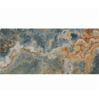 Lastra - placa mare gresie XXL - rectificata Reef, tip marmura, 120x260 cm, culoare albastru-galben, finisaj lucios