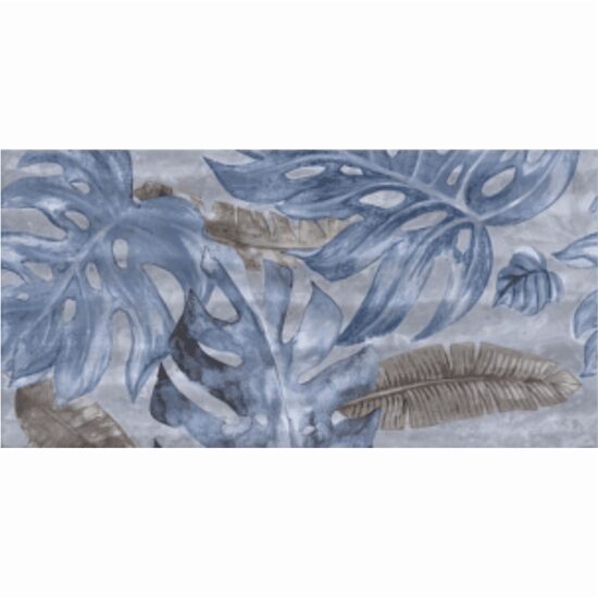 Piesa decorativa Delice Leaves Waves Light Blue 3272, tip marmura, 60x90 cm, albastru deschis