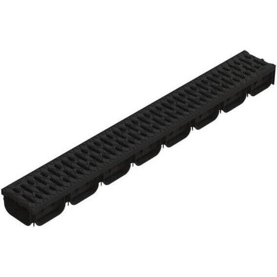 Kit de rigolă pentru drenaj Easy 2, din polipropilenă, LN100 HEXT.70 grătar pp negru A15 1000 × 125 × 70