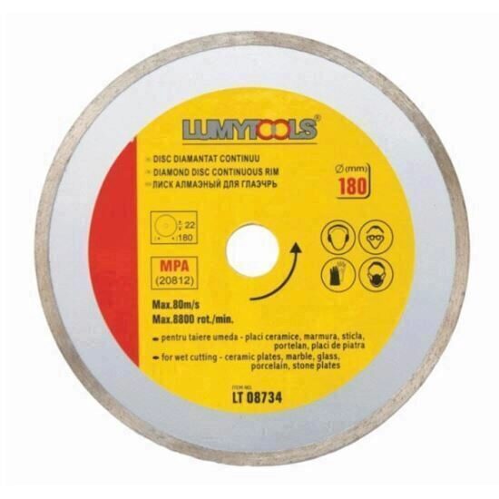 Disc diamantat continuu 180 mm, taiere umeda