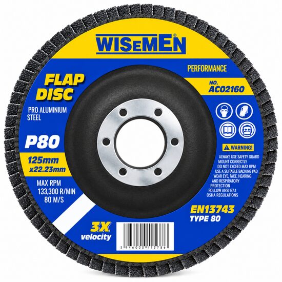 Disc abraziv frontal pentru slefuire, 125 x 22 mm, granulatie P80